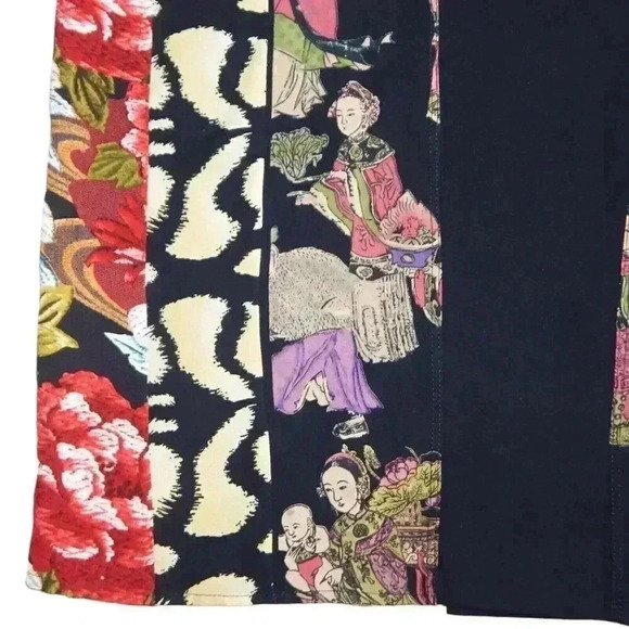 HARARI Oriental Print Open Cardigan Sweater Women's Size XS Colorful Art-to-Wear - Picture 2 of 10